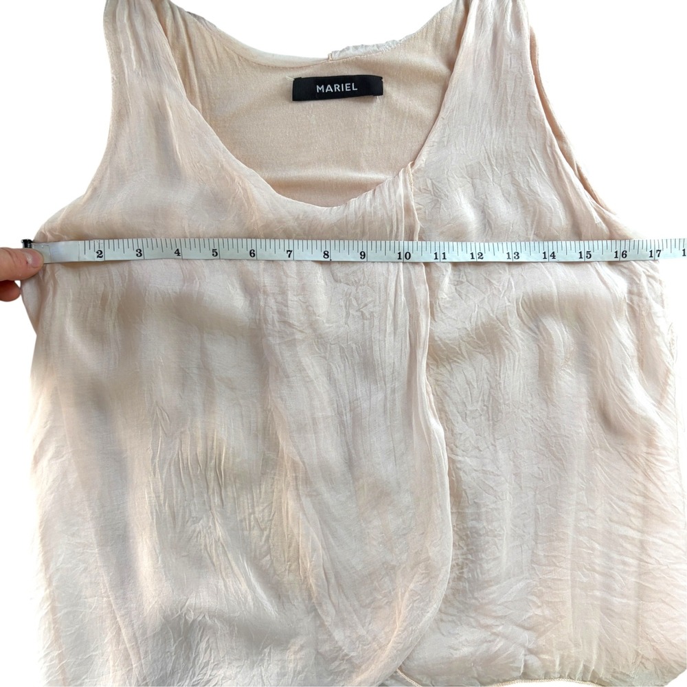 Mariel Tank Top Womens 100% Silk Layered Flowy Raw Hem Italy Boho Small Pink - Picture 6 of 8